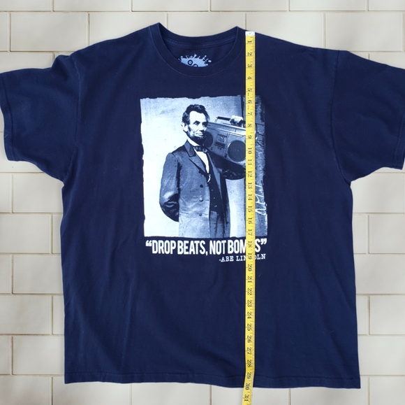 Mens Abe Lincoln & boombox black tee - Picture 4 of 7